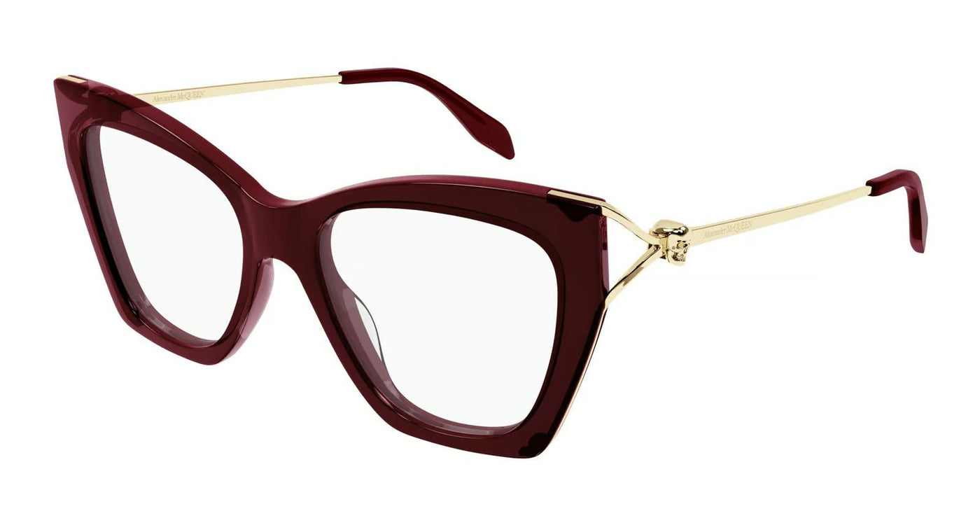 Alexander McQueen AM0376O-Eyeglasses-Burgundy/Gold-Demo Lenses-