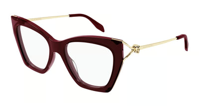 Alexander McQueen AM0376O-Eyeglasses-Burgundy/Gold-Demo Lenses-