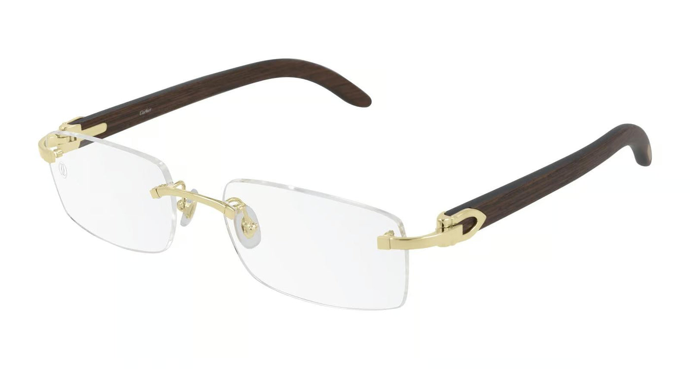 Cartier CT0052O-Eyeglasses-Gold/Brown Wood-Demo Lenses-