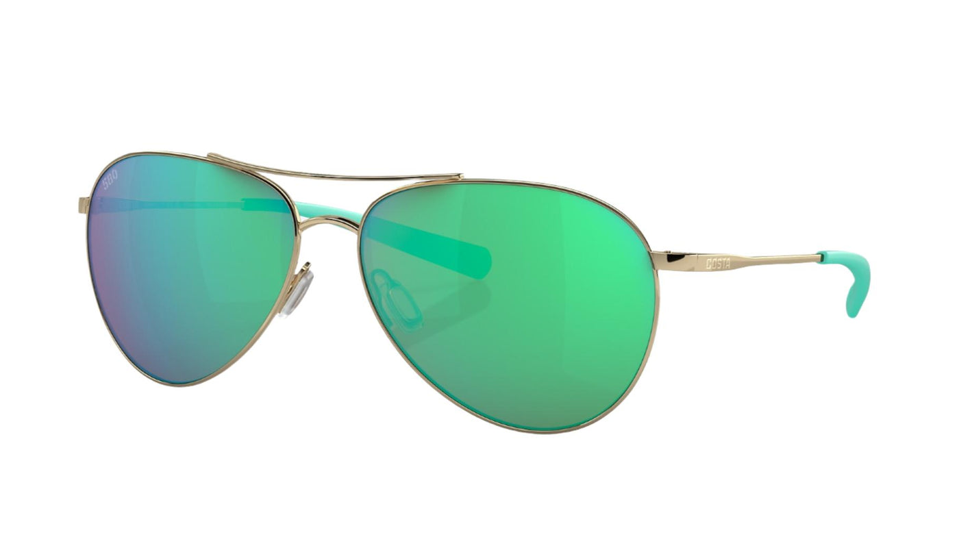 Costa Piper-Sunglasses-Shiny Gold-Green Mirror Polarized-Glass