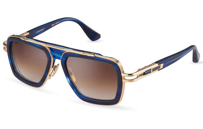 DITA LXN-EVO-Sunglasses-Blue Swirl - Yellow Gold-Dark Brown to Clear Gradient-