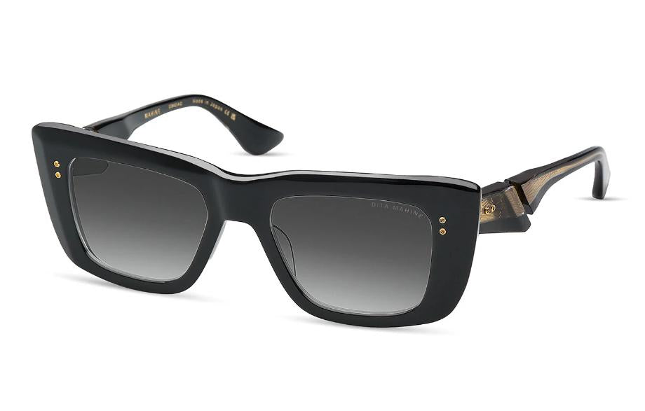 DITA MAHINE-Sunglasses-Black - Yellow Gold-Grey to Clear Gradient-