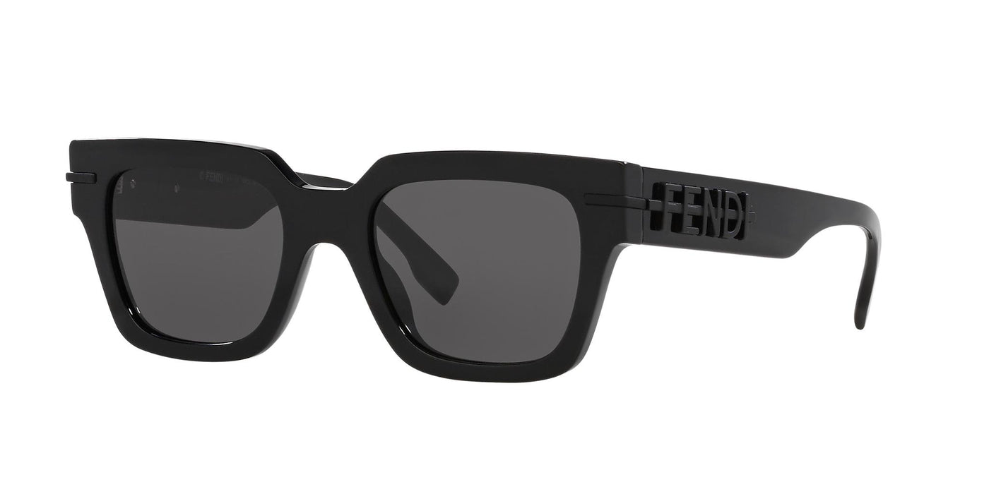 Fendi FE40078I-Sunglasses-Shiny Black-Solid Grey Blue-