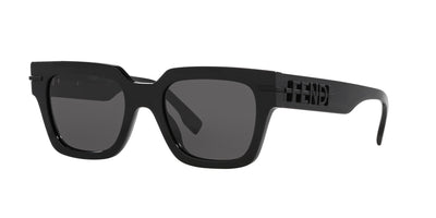 Fendi FE40078I-Sunglasses-Shiny Black-Solid Grey Blue-