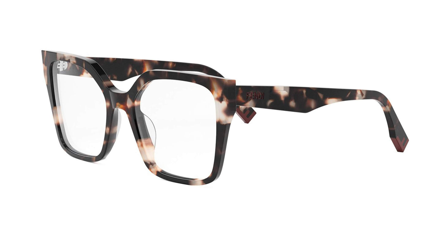 Fendi FE50002I-Eyeglasses-Shiny Red Havana-Demo Lenses-