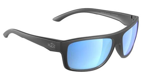 H2Optix Grayton-Sunglasses-Matte Gunmetal-Grey Blue Flash Mirror Polarized-