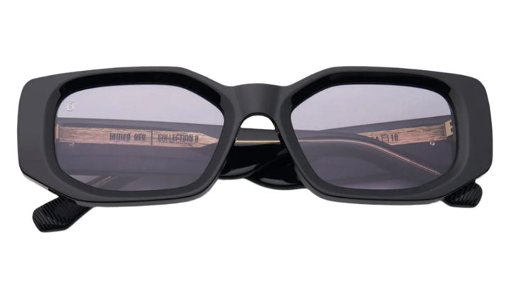 James Oro Amour Black Rectangular Sunglasses with Gold logo - Designer Style James Oro Amour – Topline Eyewear main image 4