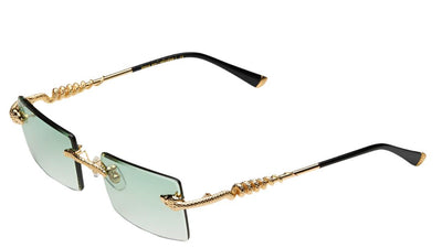 James Oro Serpent Authentic-Sunglasses-Gold-Green-