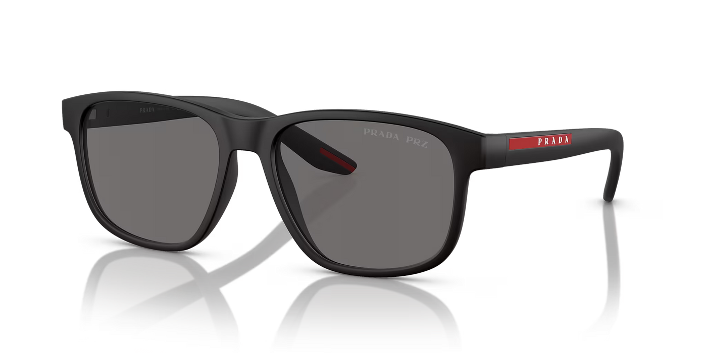 Prada Linea Rossa PS 06YS-Sunglasses-Black Rubber-Polarized Dark Grey-
