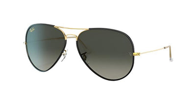 Ray-Ban Aviator Full Color RB3025JM-Sunglasses-Black On Legend Gold-Grey Gradient-62