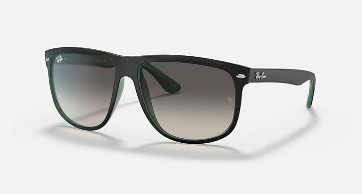 Ray-Ban Boyfriend RB4147-Sunglasses-Matte Black on Green-Grey Gradient-60