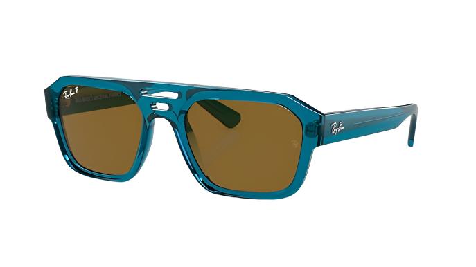 Ray-Ban Carrigan RB4397-Sunglasses-Transparent Light Blue-Dark Brown Polarized-54