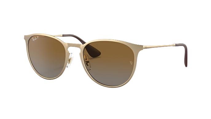 Ray-Ban Erika Metal RB3539-Sunglasses-Matte Gold-Brown Grey Gradient Polarized-54