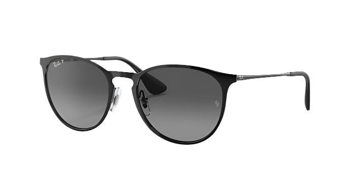 Ray-Ban Erika Metal RB3539-Sunglasses-Shiny Black-Grey Gradient Polarized-54