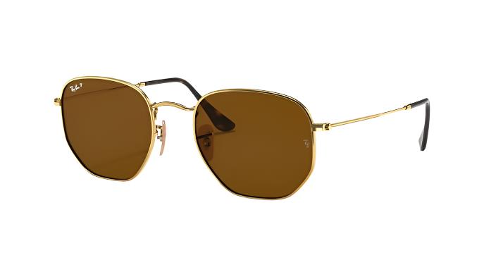 Ray-Ban Hexagonal RB3548N-Sunglasses-Gold-Brown Polarized-51