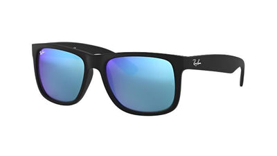 Ray-Ban Justin Asian Fit RB4165F-Sunglasses-Rubber Black-Blue Flash-58
