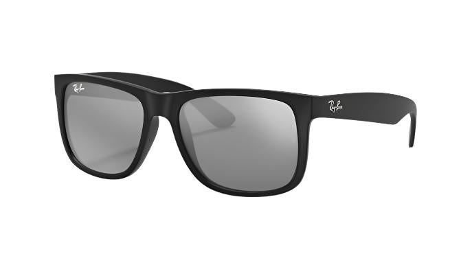 Ray-Ban Justin Asian Fit RB4165F-Sunglasses-Rubber Black-Grey Silver Mirror-58