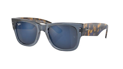 Ray-Ban Mega Wayfarer RB0840S-Sunglasses-Transparent Dark Blue-Blue Mirror-51