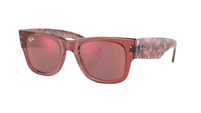 Ray-Ban Mega Wayfarer RB0840S-Sunglasses-Transparent Pink-Red Mirror Brown-51