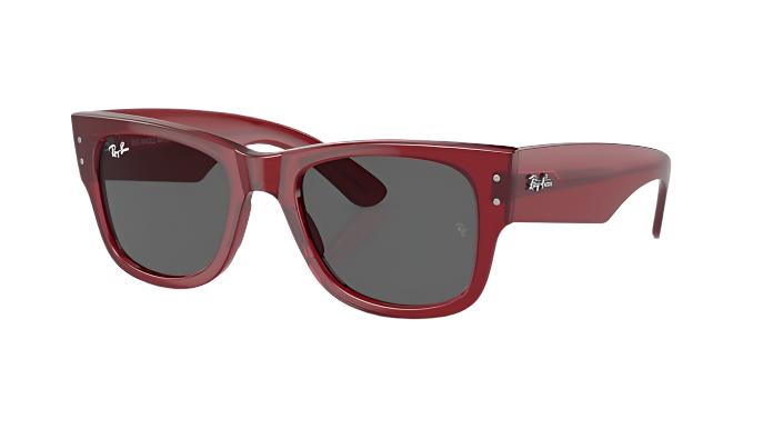 Ray-Ban Mega Wayfarer RB0840S-Sunglasses-Transparent Red-Dark Grey-51