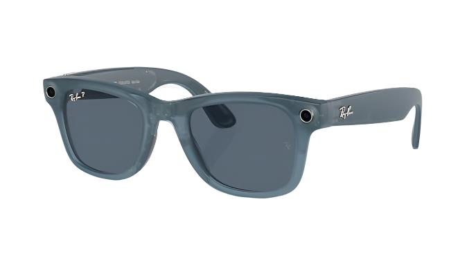 Ray-Ban Meta Wayfarer RW4006-Sunglasses-Matte Jeans-Dusty Blue Polarized-50