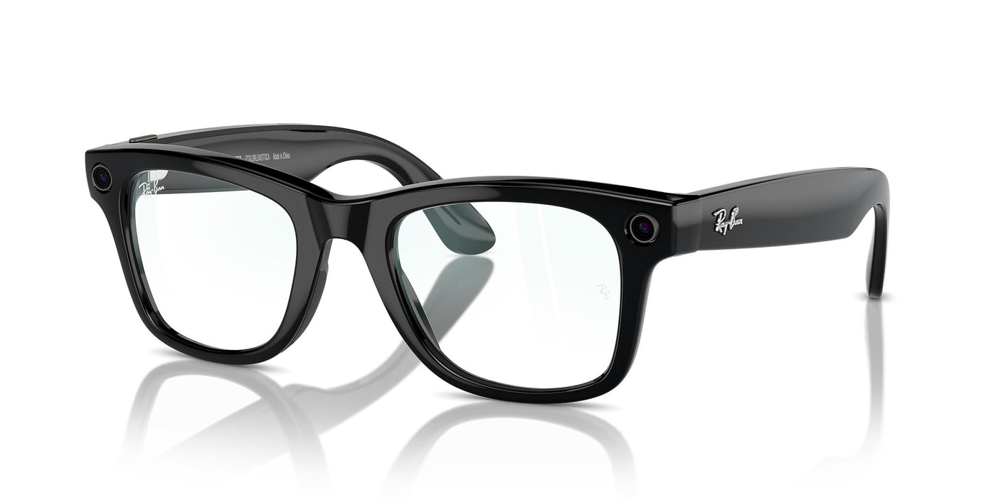 Ray-Ban Meta Wayfarer RW4006-Sunglasses-Shiny Black-Clear-50