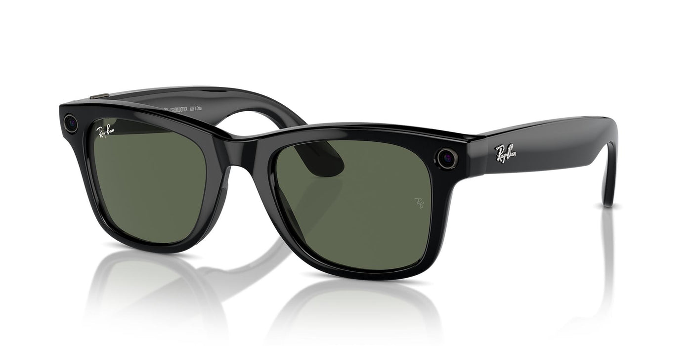 Ray-Ban Meta Wayfarer RW4006-Sunglasses-Shiny Black-G-15 Green-50