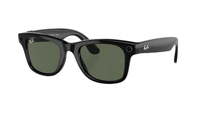 Ray-Ban Meta Wayfarer RW4008-Sunglasses-Shiny Black-G-15 Green-53