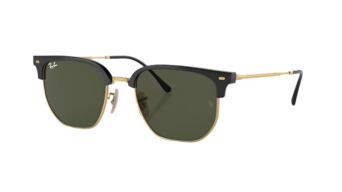 Ray-Ban New Clubmaster RB4416-Sunglasses-Black on Gold-Green-51