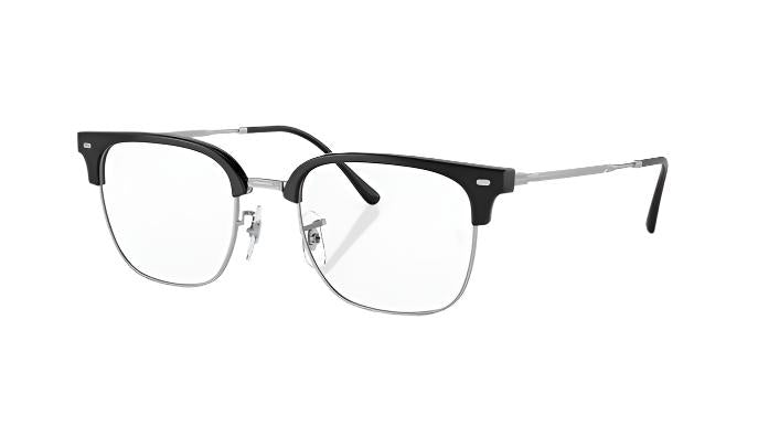 Ray-Ban New Clubmaster RX7216-Eyeglasses-Black on Silver-Clear-51