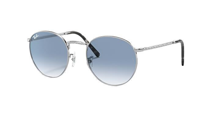 Ray-Ban New Round RB3637-Sunglasses-Silver-Clear Gradient Blue-53