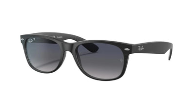 Ray-Ban New Wayfarer RB2132-Sunglasses-Matte Black-Blue Grey Polarized-55