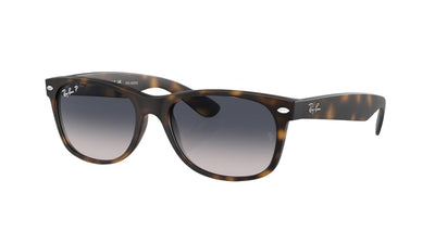 Ray-Ban New Wayfarer RB2132-Sunglasses-Matte Rubber Havana-Blue Gradient Polarized-58