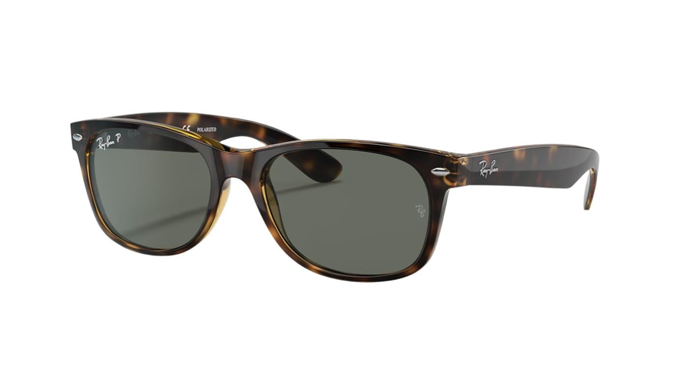 Ray-Ban New Wayfarer RB2132-Sunglasses-Tortoise-Green Polarized-55