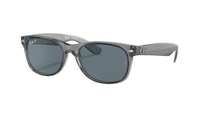 Ray-Ban New Wayfarer RB2132-Sunglasses-Transparent Grey-Dark Blue Polarized-55