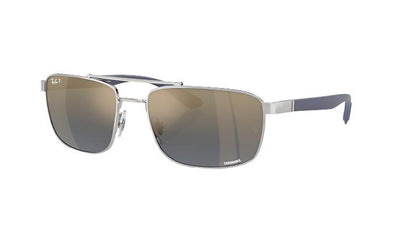 Ray-Ban RB3737CH-Sunglasses-Silver-Blue & Gold Polarized Chromance-60