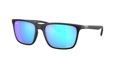 Ray-Ban RB4385-Sunglasses-Matte Black-Blue Mirror Polarized Chromance-58