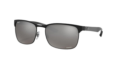 Ray-Ban RB8319CH-Sunglasses-Matte Black-Silver Polarized Chromance-60