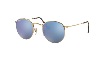 Ray-Ban Round Metal RB3447N-Sunglasses-Gold-Clear Blue Gradient-50