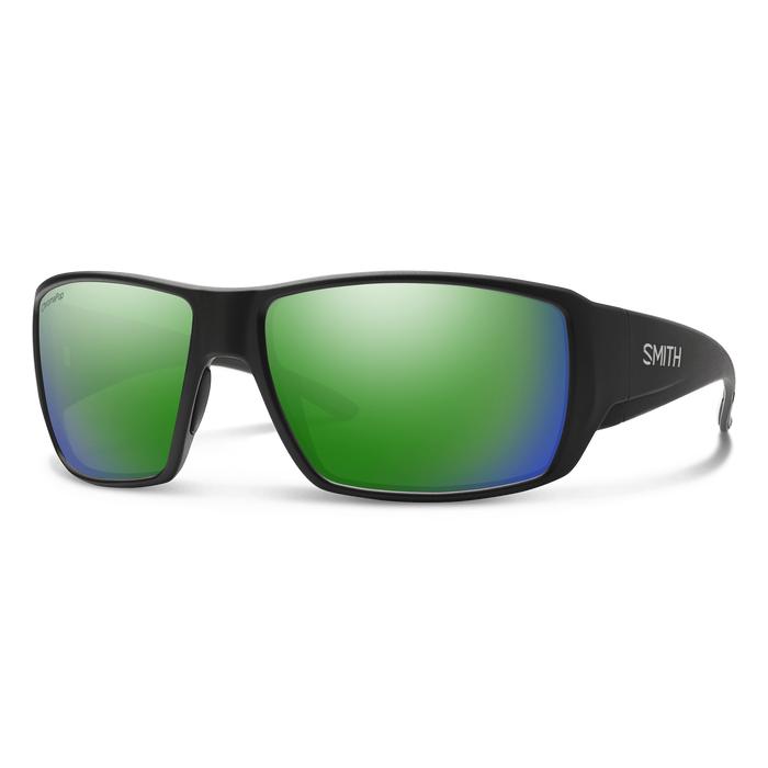Smith Guide's Choice-Sunglasses-Matte Black-ChromaPop Glass Polarized Green Mirror-