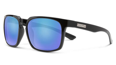 Suncloud Hundo-Sunglasses-Black-Polarized Blue Mirror-