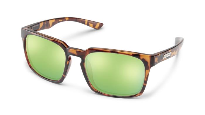 Suncloud Hundo-Sunglasses-Tortoise-Polarized Green Mirror-