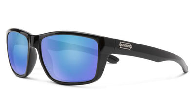 Suncloud Mayor-Sunglasses-Black-Polarized Blue Mirror-