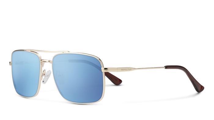 Suncloud Payback-Sunglasses-Gold-Polarized Aqua Mirror-
