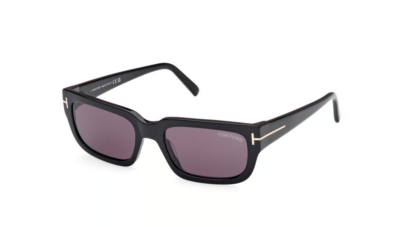 Tom Ford Ezra FT1075-Sunglasses-Shiny Black-Dark Grey-