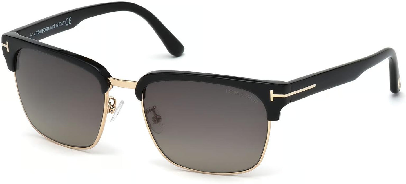 Tom Ford FT0367 River-Sunglasses-Shiny Black Rose Gold-Grey Gradient Polarized-