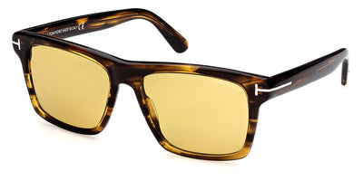 Tom Ford FT0906 Buckley-Sunglasses-Shiny Brown Amber Stripes-Yellow-