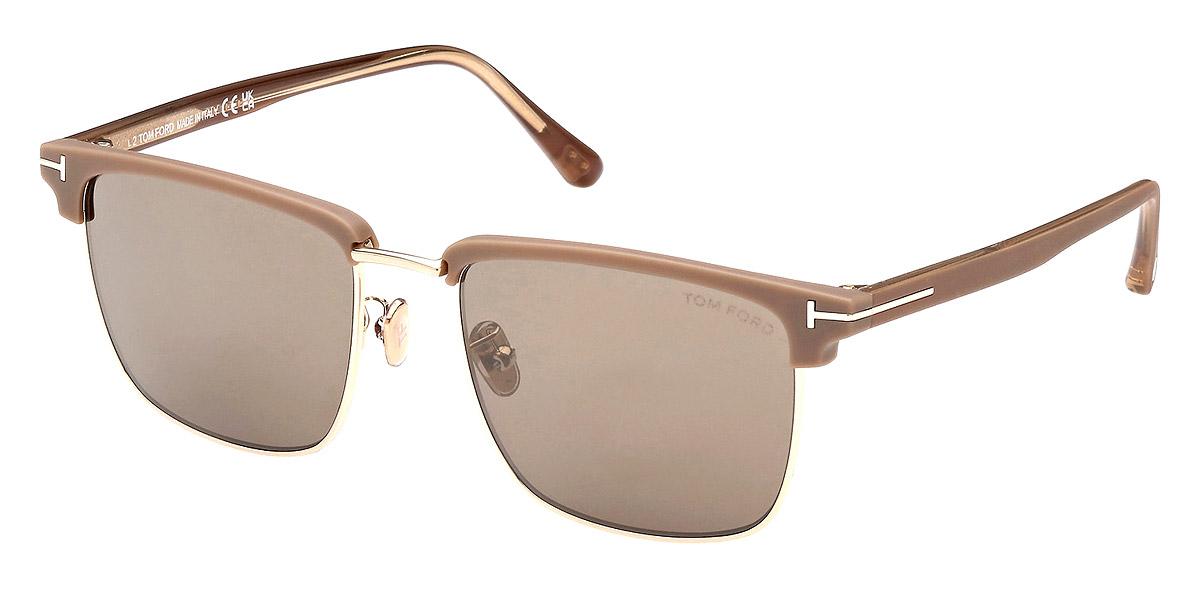 Tom Ford FT0997 Hudson-Sunglasses-Shiny Pale Gold Matte Taupe-Brown Gradient-