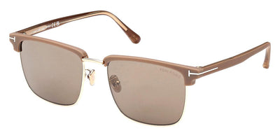 Tom Ford FT0997 Hudson-Sunglasses-Shiny Pale Gold Matte Taupe-Brown Gradient-
