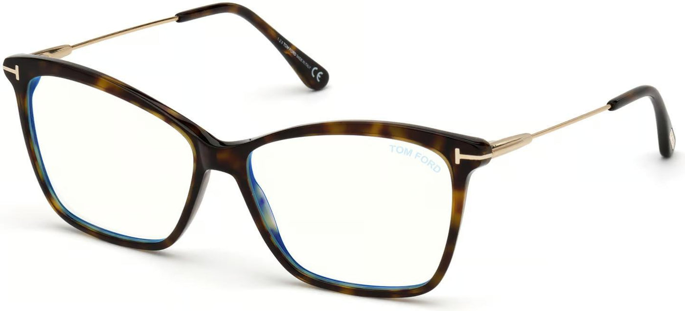 Tom Ford FT5687-B-Eyeglasses-Dark Havana/Shiny Pale Gold-Blue Light Blocker-